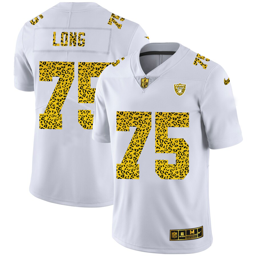 Las Vegas Raiders #75 Howie Long Men Nike Flocked Leopard Print Vapor Limited NFL Jersey White